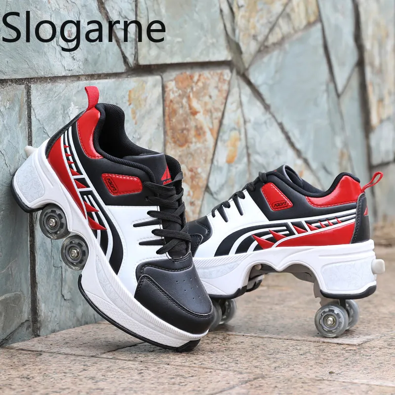 Zapatos de patines de 4 ruedas para mujer, zapatillas deportivas informales para hombre, nuevos zapatos de patines en línea, zapatillas de deporte para hombre Parkour Runaway