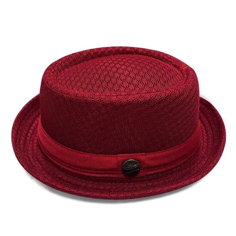31BB Men's Summer Pork Pie Hat with Open Mesh Top and Size Fit