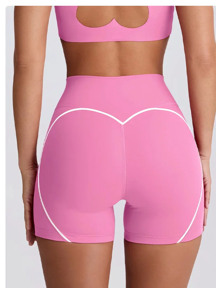 Soutien-gorge de sport à motif en forme de cœur, hanche pêche, Compression abdominale sans couture, Leggings de Yoga, course à pied, Fitness, costumes