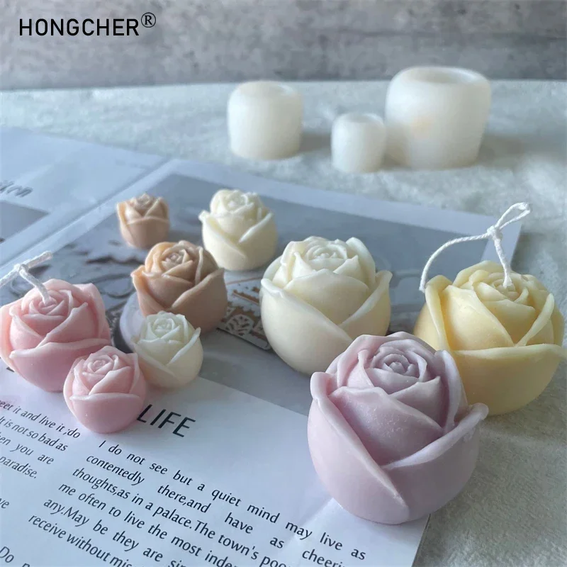 DIY Rose Candle Silicone Mold for Cake Dessert Chocolate Baking Tools Aromatherapy Ornament Ice Cube Molds Kitchen & Dining