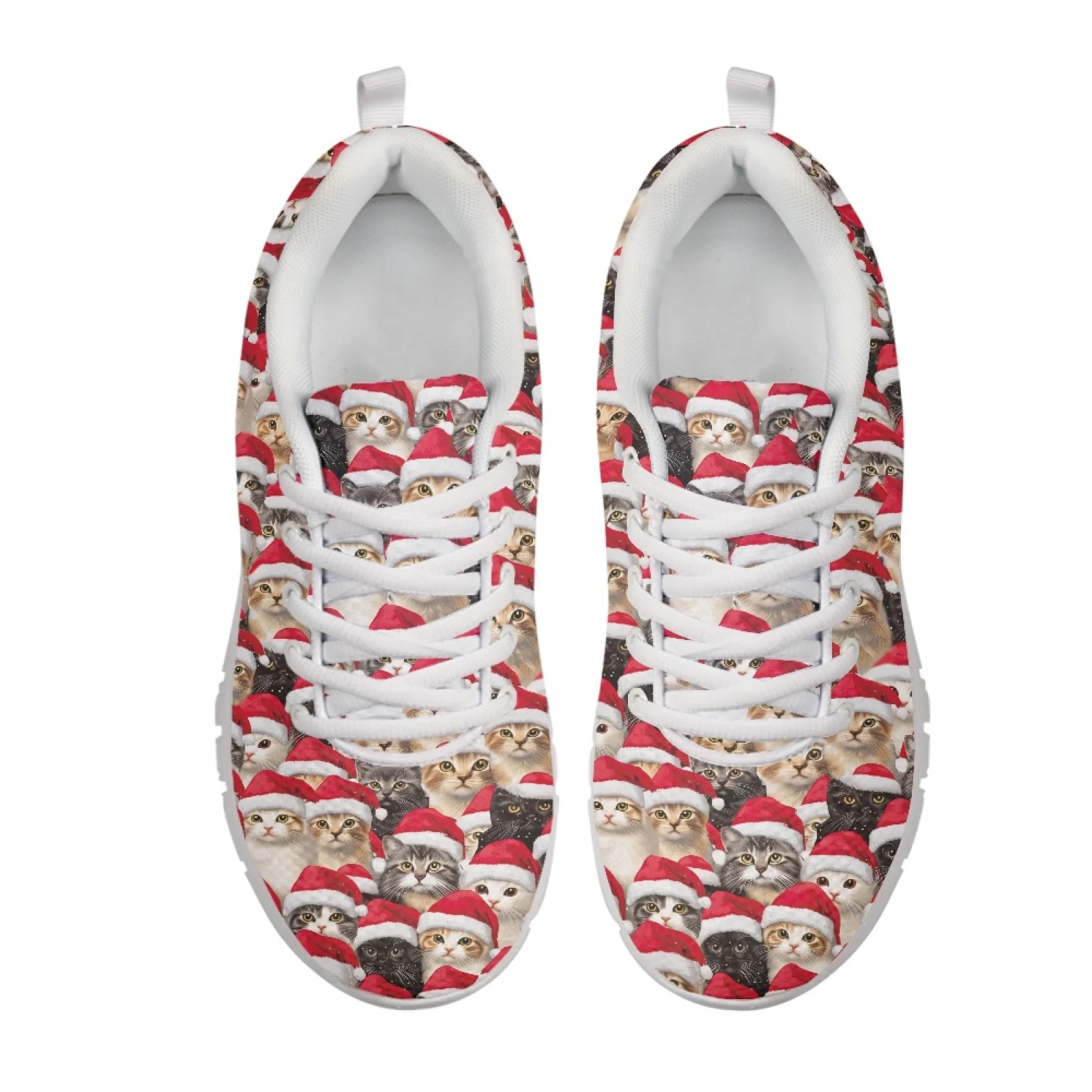Coloranimal Christmas Cat Women Sneakers Casual Lace Up Womens Athletic Walking Sneakers for Travel