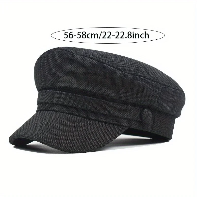 Solid Color Versatile Painter's Hat Casual Outdoor Windproof Flat Top Duckbill Hat Minimalist Fashion Classic Retro Linen Beret image 6
