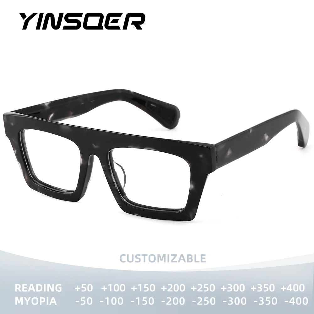

YINSQER ацетатные очки ручной работы для чтения, винтажные очки с защитой от синего света, очки для близорукости по рецепту, женские элитные брендовые очки