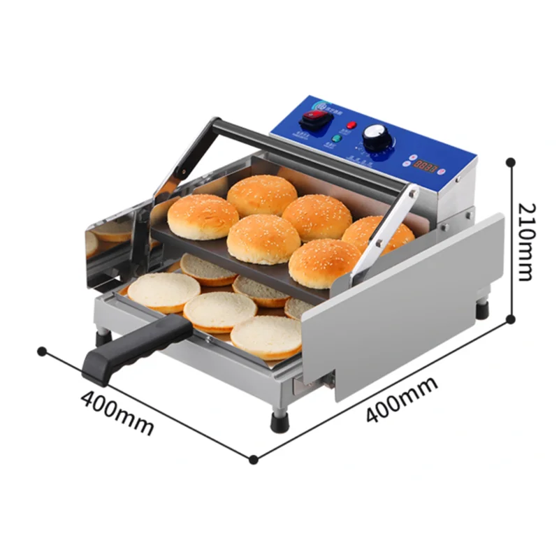 220V Commercial Double layer Hamburger Baking Machine Electric Bake Burger Machine Batch Bun Bread Toaster