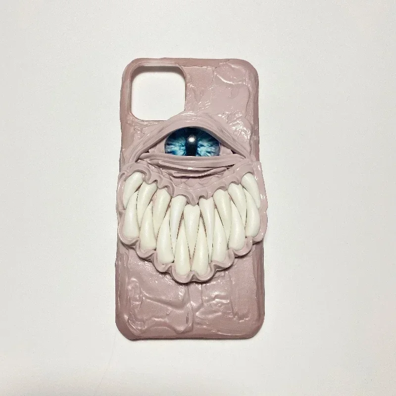 4003 Original hecho a mano personalizado funda de teléfono 3D dientes Cthulhu ojos Horror gótico Punk oscuro Cthulhu Halloween regalo funda de teléfono