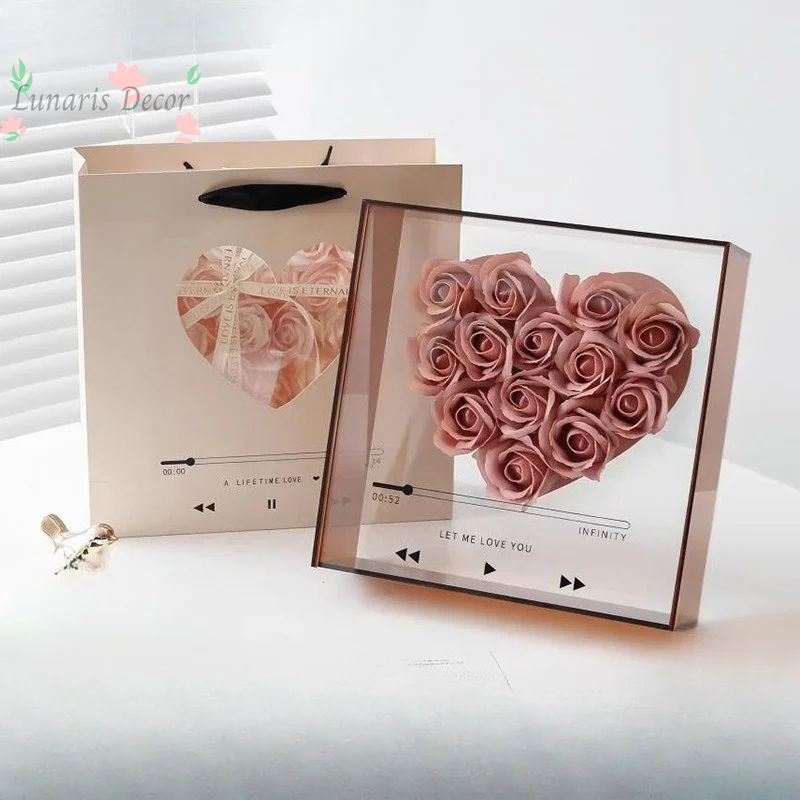 

Love cd flower box acrylic preserved flower gift box for best friend, valentine's day, teacher's day