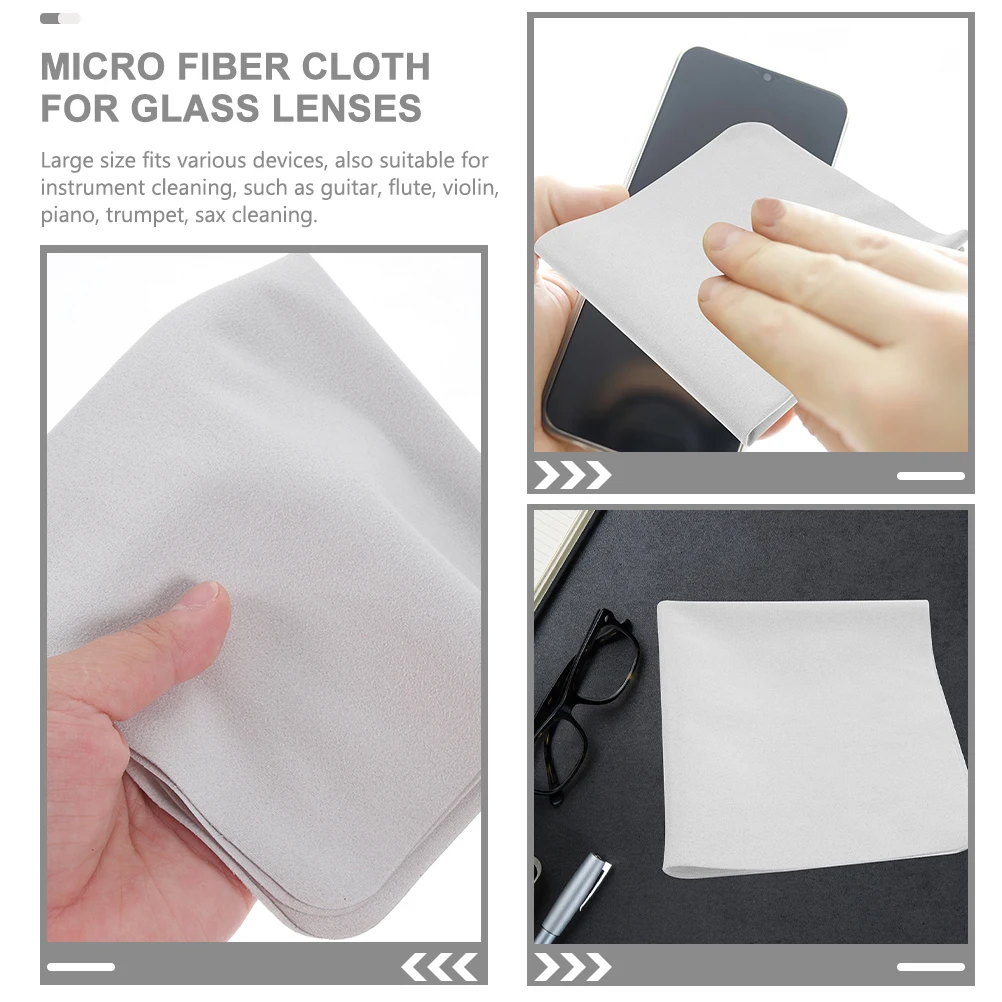 

4pcs Microfiber Glasses Camera Lens Phone Screen Instrument Large Gray Glasses Cloth Lens Cloths Eyeglasses Non Scratch