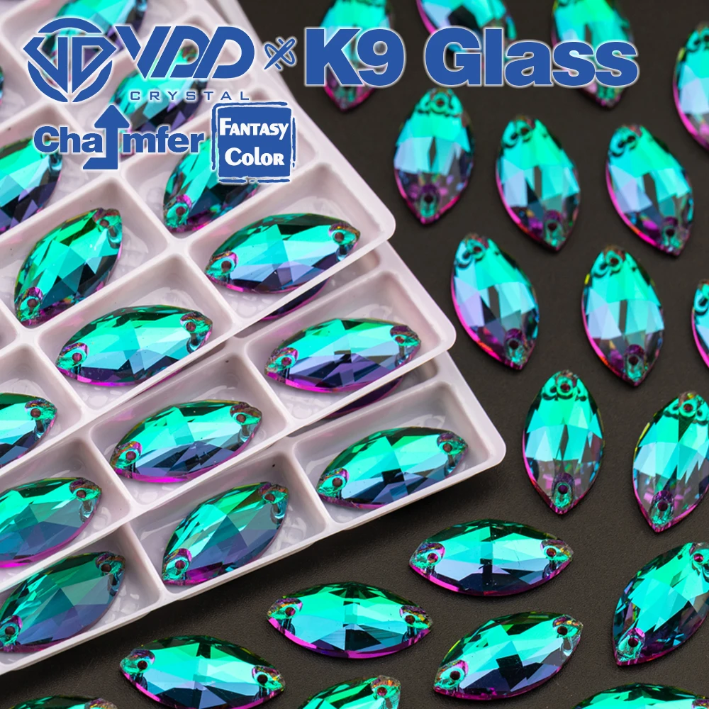 VDD Navette 9x18mm 36Pcs Heliotrope Color Top Quality K9 Glass Sew On strass Sewing Crystal Flatback per la decorazione dell\'indumento