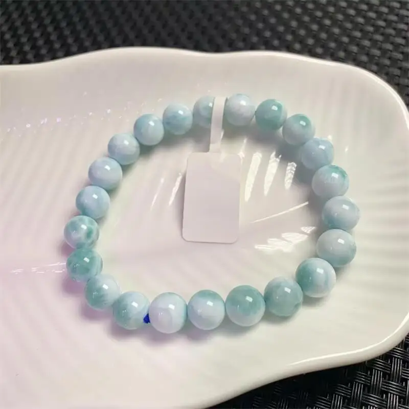 

9MM Natural Larimar Bead Bracelet Healing Visuddhi Chakra Stress Relief Reiki Yoga Energy Holiday Gift 1PCS