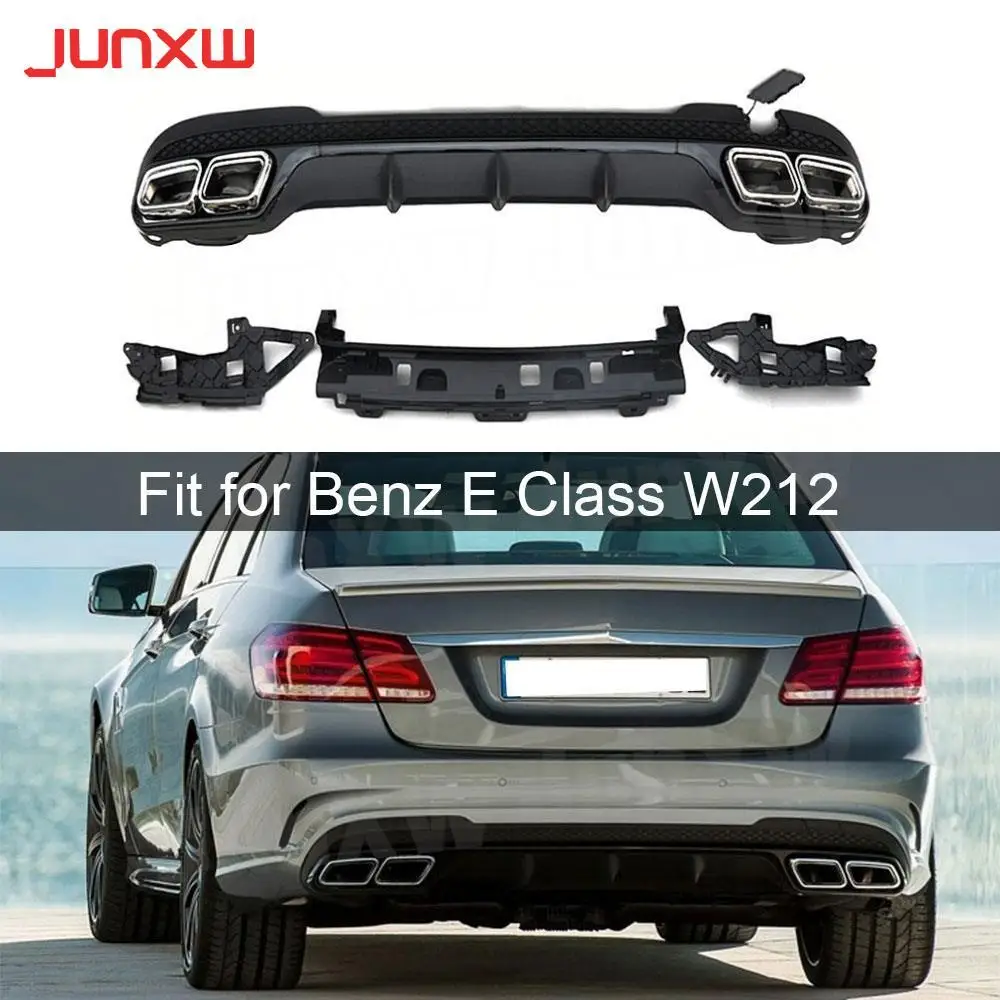 

Rear Bumper Lip Diffuser with Exhaust Tips for Mercedes Benz E Class W212 E350 E400 E63 AMG Sport 2013-2016 Non for Standard