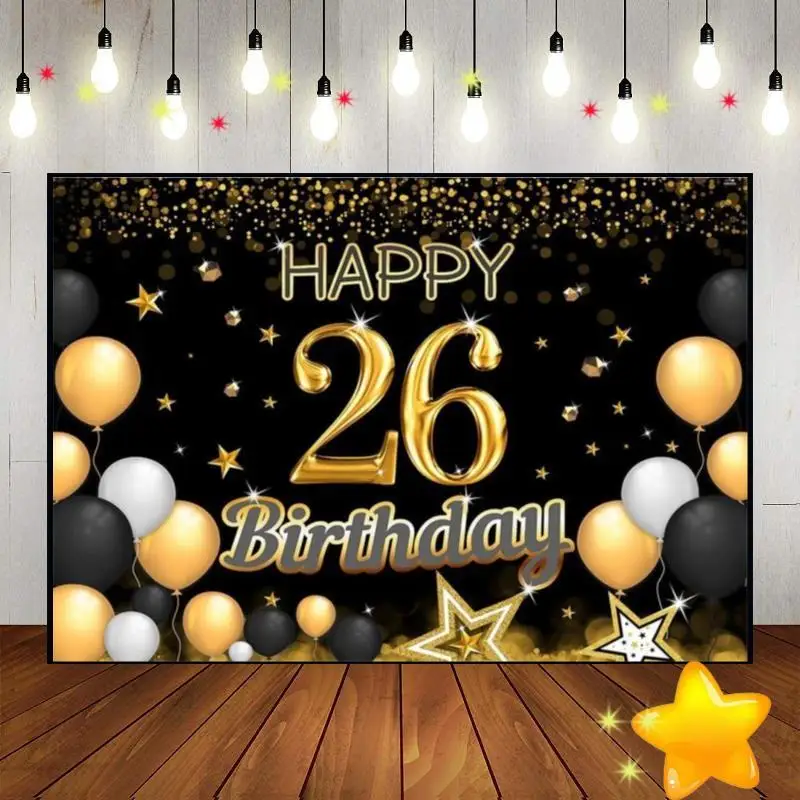 Happy 26/27/28/29/30th Birthday Custom Backdrop Background Sweet Decoration Woman Photography Game Boy or Girl Route 66 Machine