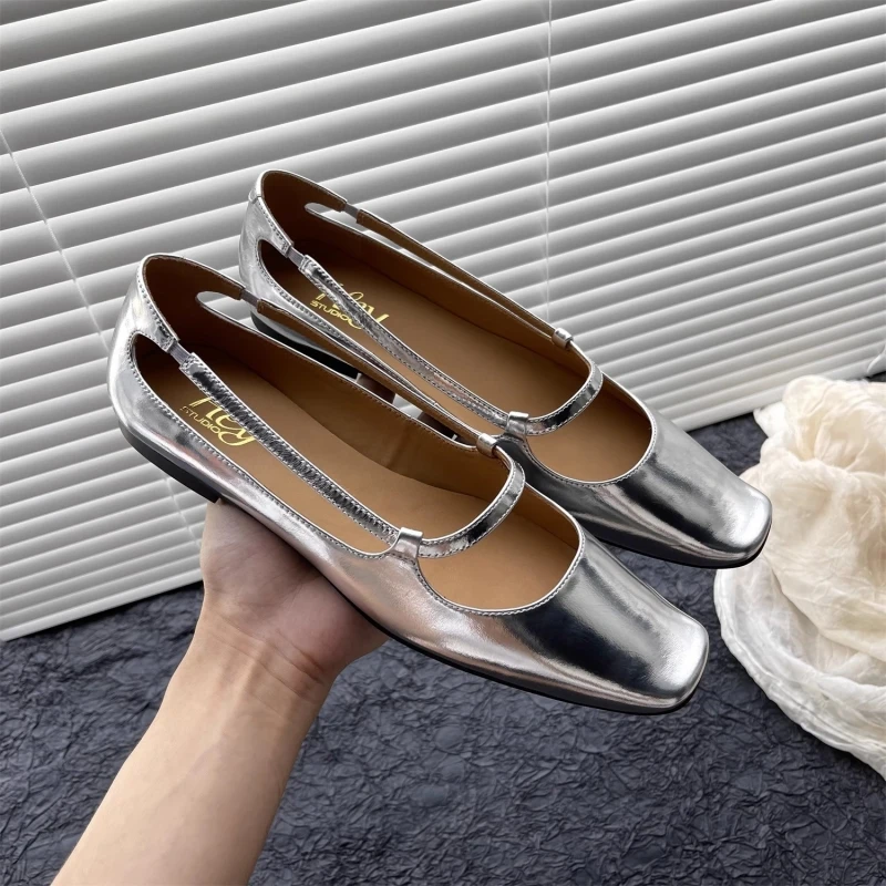 Retro Flat Shoes Simplicity Mary Jane Women Shoes 2024 Trends Brown Black Silver Mom Shoes Comfort Flats Luxury Office commuting