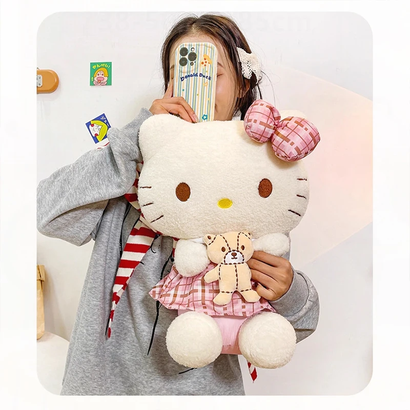 

Плюшевая игрушка Sanrio Kawaii Hello Kitty KT, мягкая кукла для детей, подарок на день рождения для девочек, подарок лучшей подруге, милая мягкая игрушка
