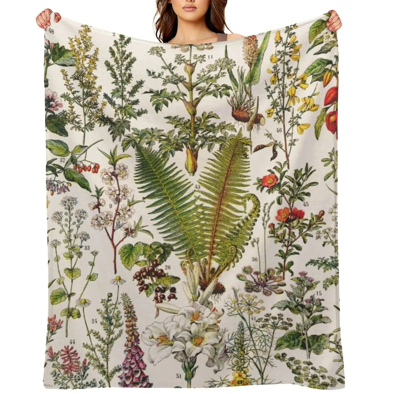 

Adolphe Millot - Plantes Medicinales B - French vintage poster Throw Blanket Luxury St Weighted Soft Plaid Warm Blankets