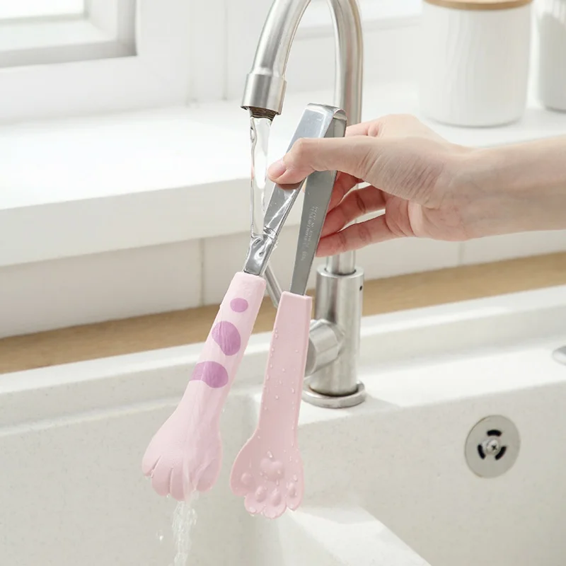 Cute Food Clip Silicone Mini Cat Claw Clip Snack Food Tongs Non-slip Handles BBQ Bread Ice Cube Clip Bread Serving Tong Kitchen