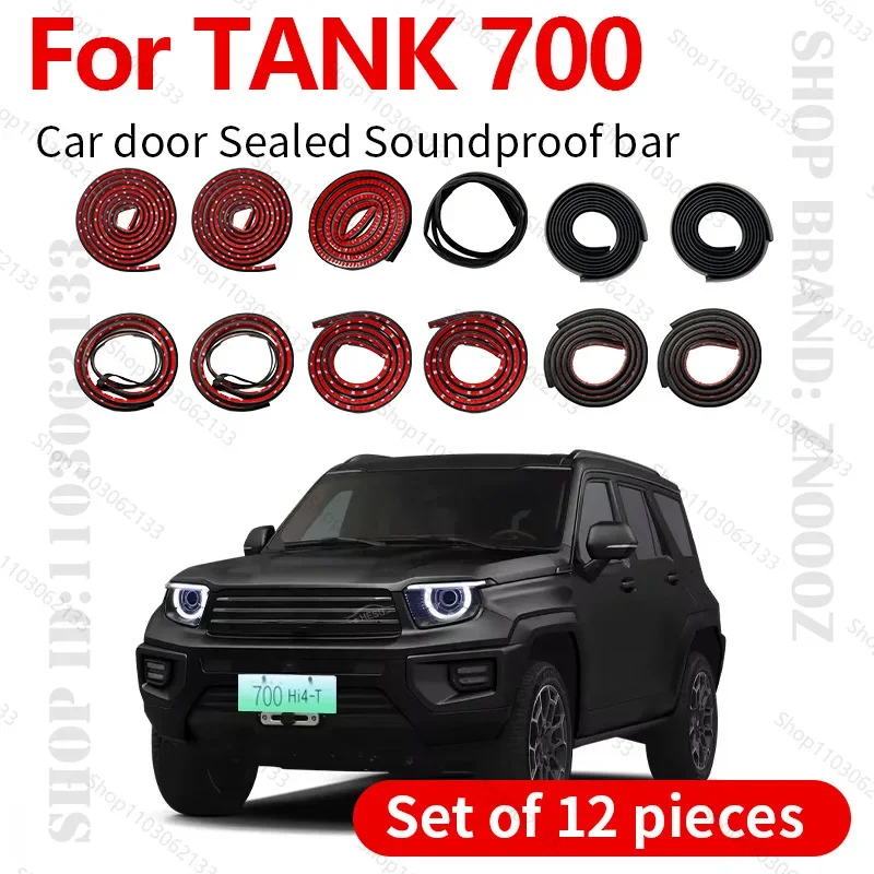 Car Door Seal Strip Rubber Double Layer Sealing Protector Soundproof Strip Dustproof Seal Strip 12PCS Set  For 2024 TANK 700