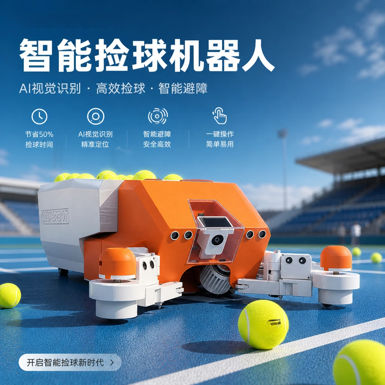 Intelligent tennis ball pickup machine ball pickup receiver professional ball pickup robot trainer portable