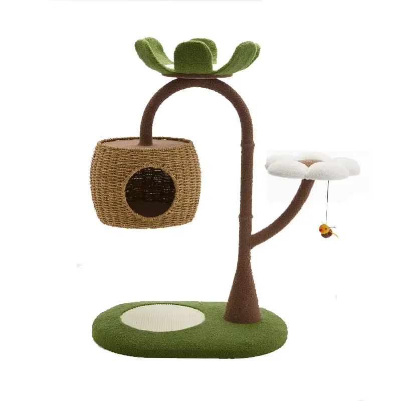Wholesale Wooden Cat Tree Sisal Scratching Post Climbing Frame Jumping Platform Pet Supplies Toy for Cats Gimbal Design