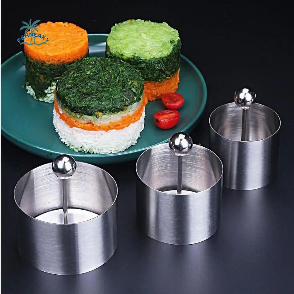 

Stainless Steel Cold Dish Mold Push Rod Non-stick Round Cookie Shapers Dishes Decoration Detachable Rice Ball Ring Cheese