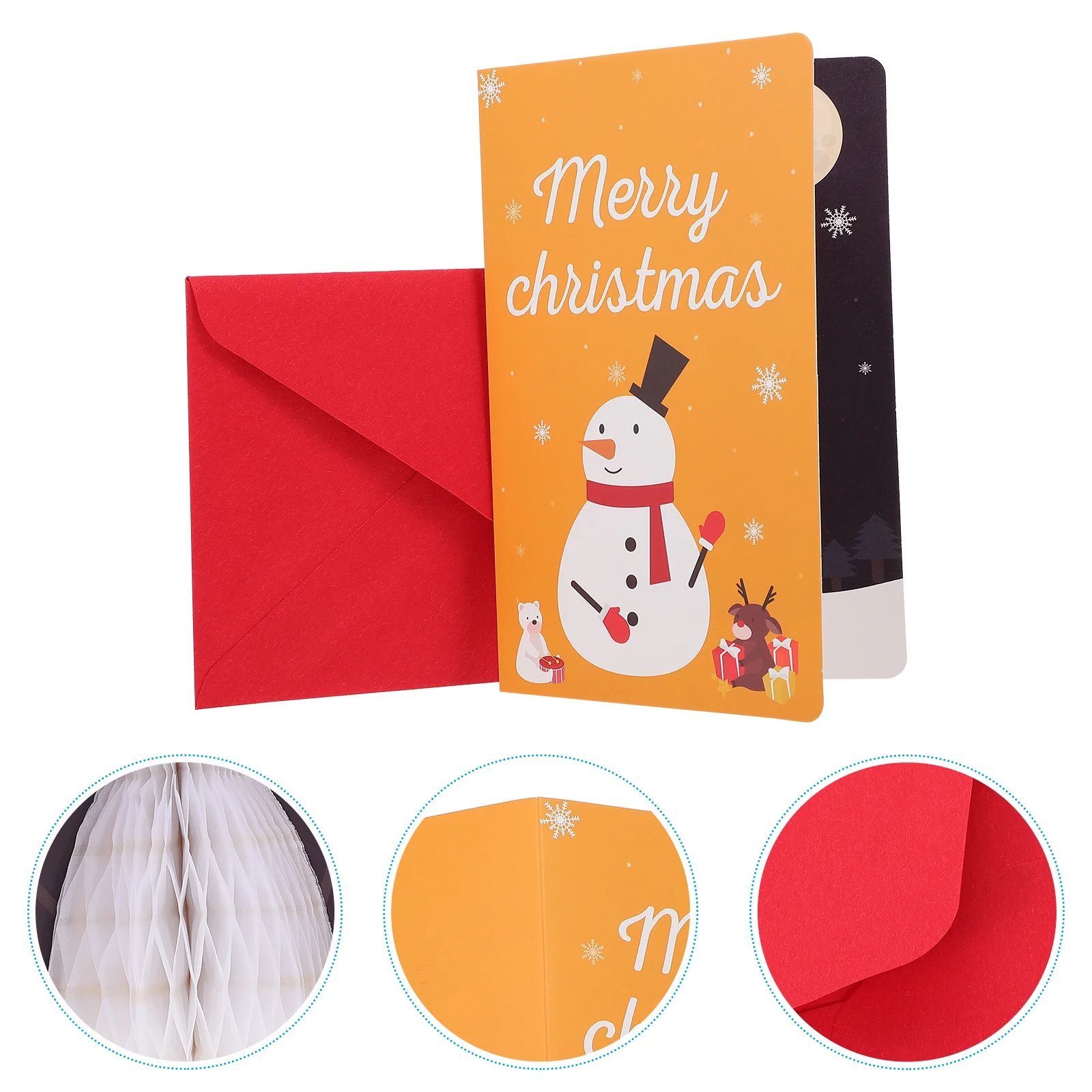 

3pcs 3D Christmas Greeting Cards With Envelope Handmade Blessing Cards For Xmas Holiday Festival Gift Honeycomb Paper Card