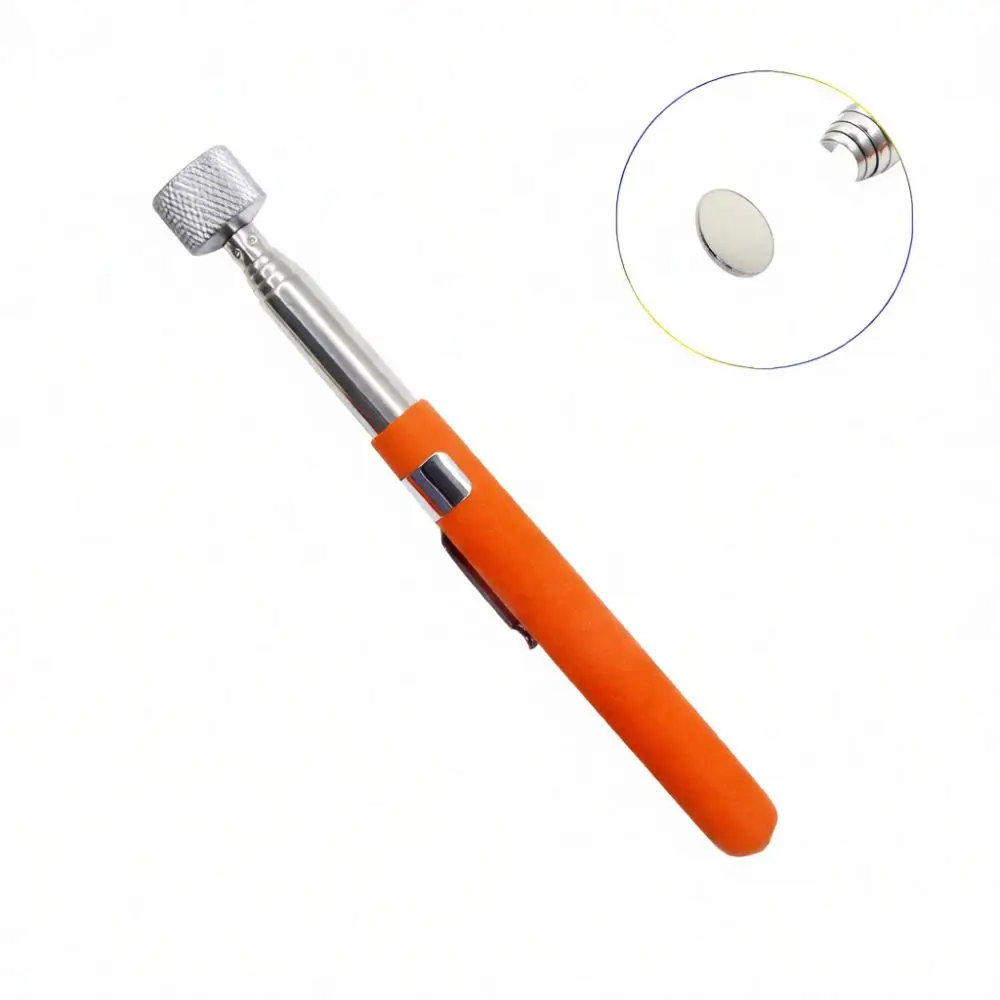 Telescopic Magnetic Grabber With Led Flashlight Stainless Steel Retrieval Stick For Repairing Car Parts Missing Metal