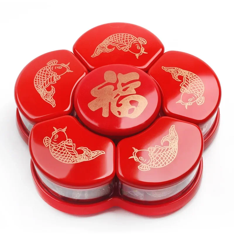 

Chinese Spring Festival Dried Fruit Box Candy Box Household Nut Dried Fruit Tray Revolving Snacks Candy Tray