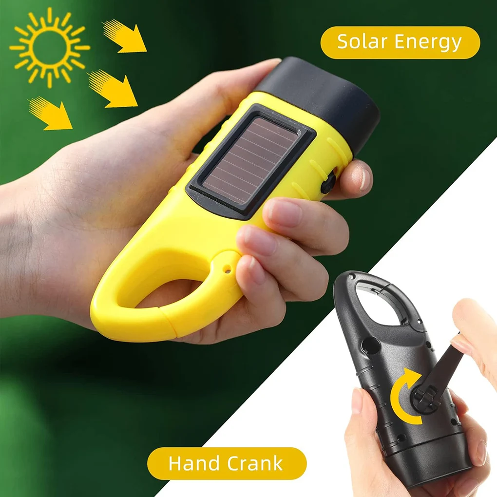 Hand Cranking Solar Flashlight Rechargeable Emergency LED Flashlight Dynamo Flashlight Outdoor Camping Hiking Portable LED Torch