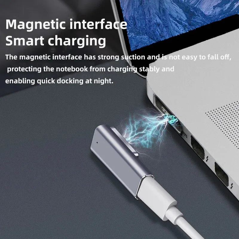

Магнитный адаптер PD USB Type-C для Magsafe 1 2 MacBook Air Pro, светодиодный индикатор, 100 Вт, адаптер с магнитной вилкой для быстрой зарядки