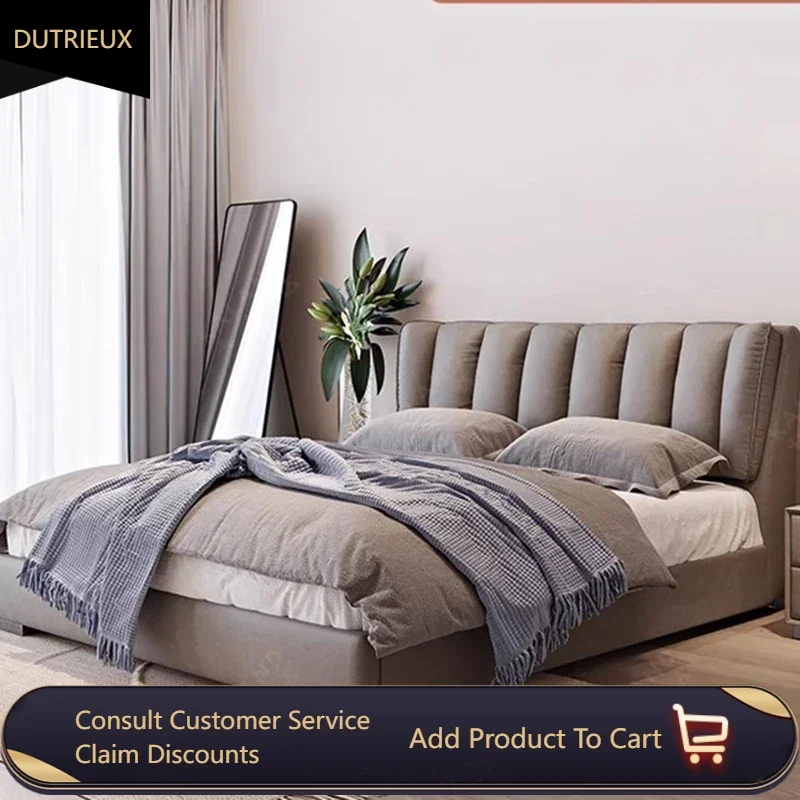 

Soft Nordic Double Bed Simple Storage Master Room Double Bed Luxury Fabric Camas Moderrnas Inteligentes Bedroom Furniture