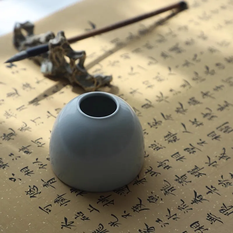 Handmade Ceramic Water Pot for Brush Wash - Chinese Calligraphy Sumi Painting Ink & Water Container Desk Decor