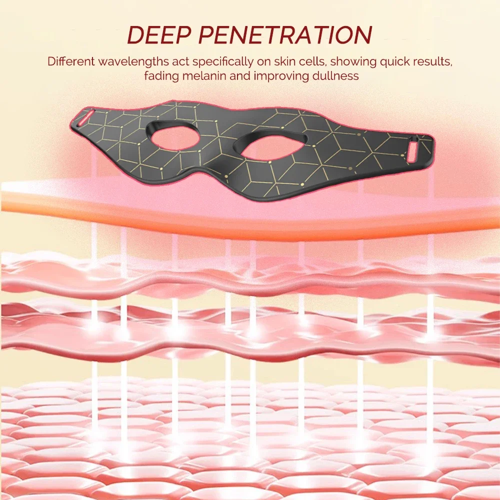 赤色光シリコンアイマスク 7色LEDフォトンフレキシブルアイマスク 目の疲れを軽減し、しわやクマを防ぎ、ワイヤレスで使用可能