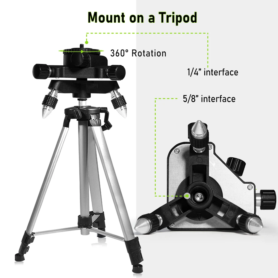 CLUBIONA 360 adjustable metal rotating tripod bracket base 5/8" interface laser horizontal self-leveling height adjustment