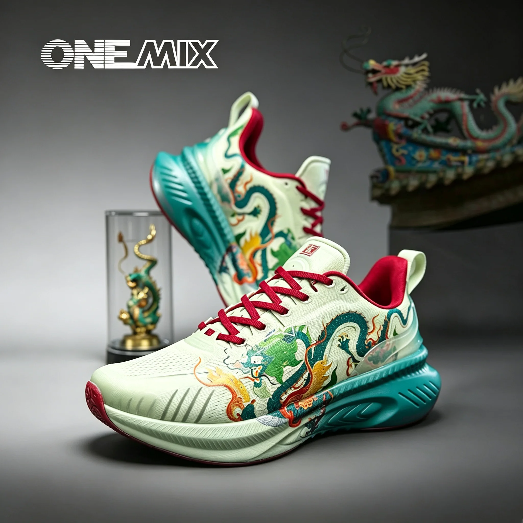 Men'S Shoes Limited Edition - ONEMIX Limited‑Edition Azure Dragon Cushioning Running