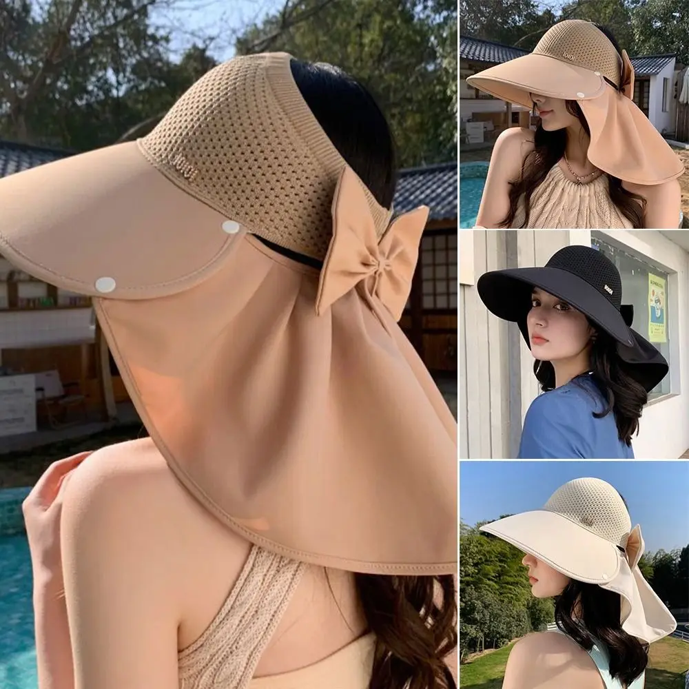 

UV Protection Sun Hat for Women Wide Brim Breathable Beach Cap Detachable Neck Flap Empty Top Fishing Hats