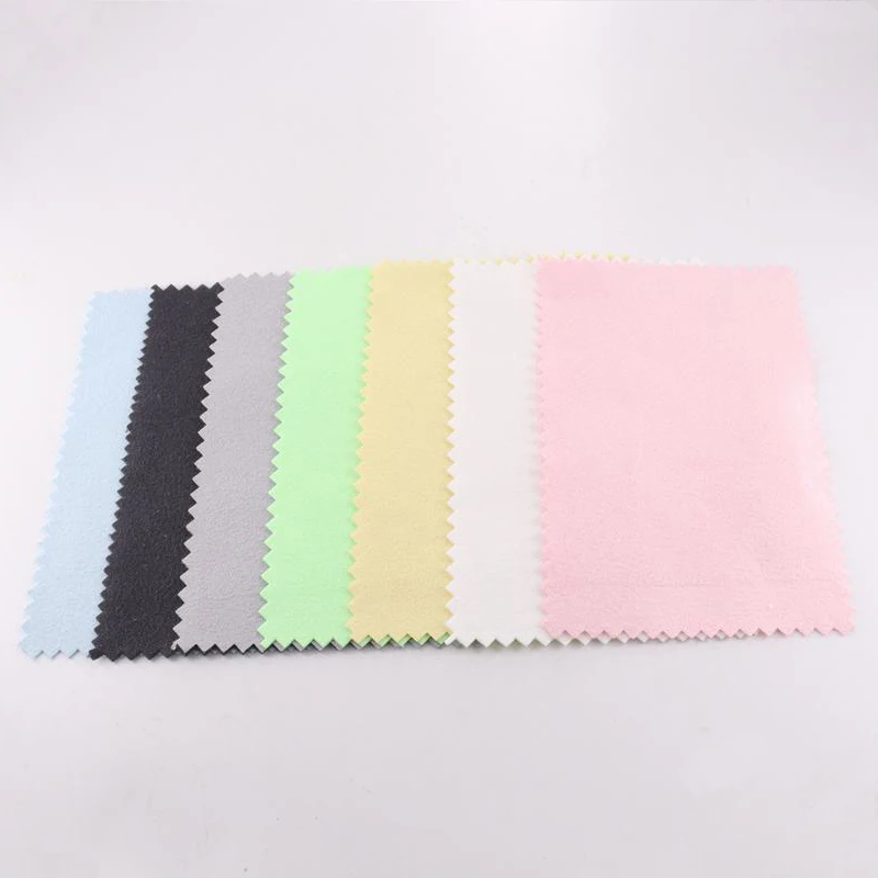 50pcs Flannelette Silver cleaning cloth silver polishing cloth 10x6cm can MIX color paper box packing