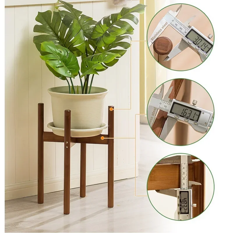 屋内植物サポート,調整可能な植木鉢ホルダー,竹材,高さ50 cm, 40 cm