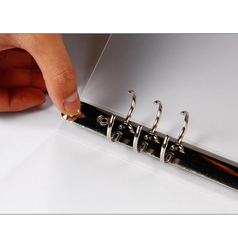 A6 Paper PP Frosted Loose-Leaf Binder Folder with Stainless Steel Clip Elastic Band Expanding File Office Supplies for Note