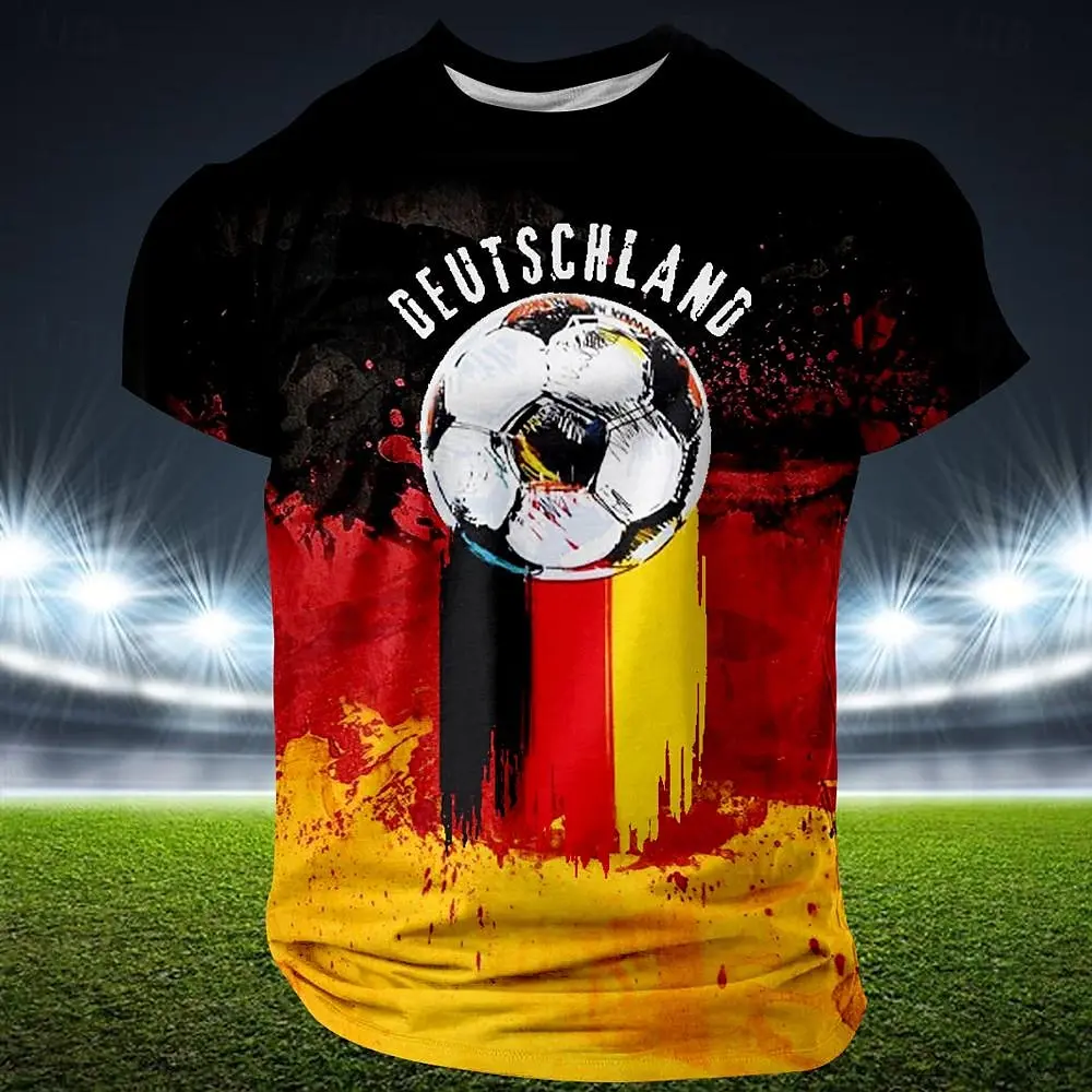 

Summer Germany Jersey Sports Tee Germany National Flag Print Men's T Shirt Casual O-neck Loose Short Sleeve Top Fashion Pullover