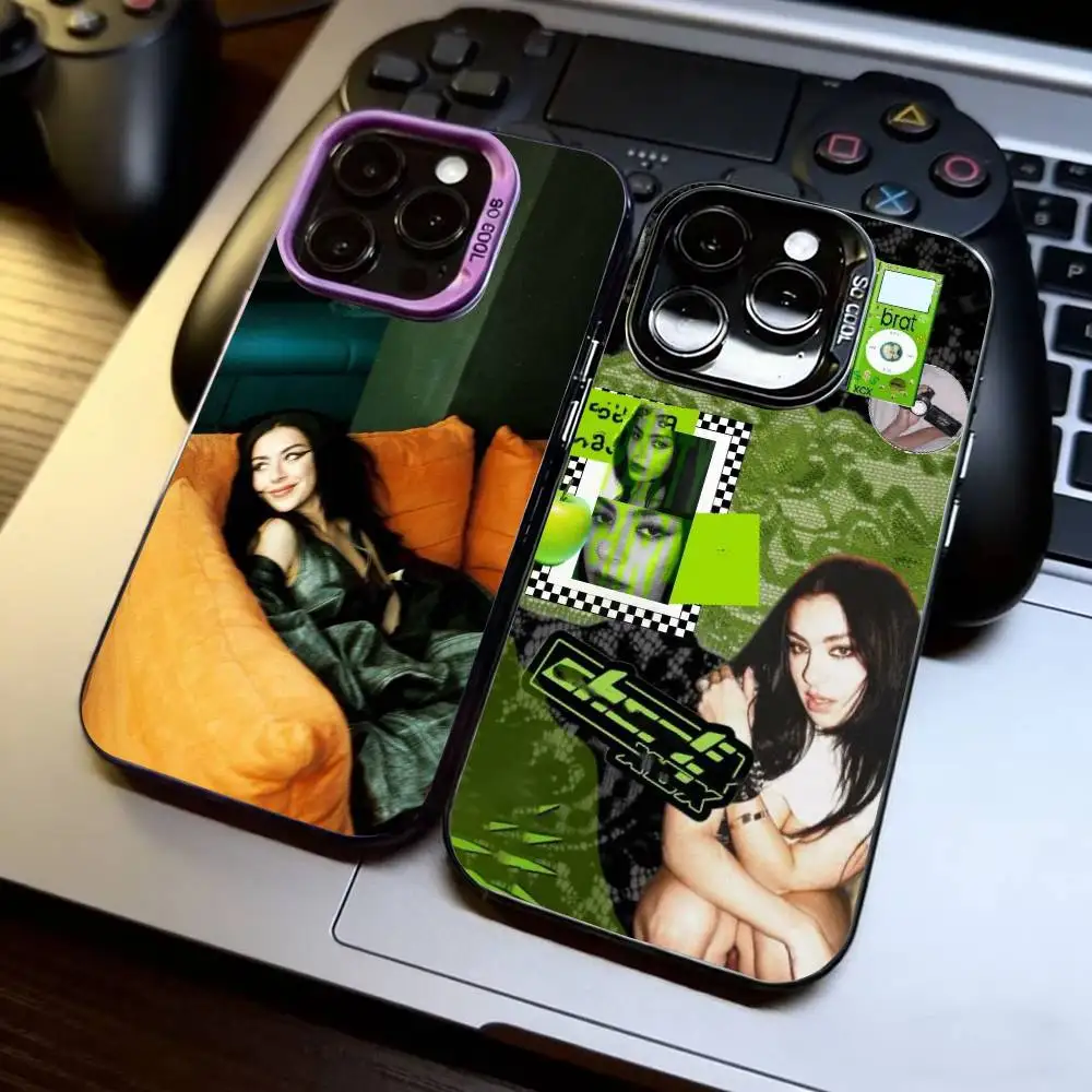 

C-Charli XCX Brat Cool Phone Case For iPhone 17,16,15,14,13,12,11 Plus,Pro Max,XS,Colorful Silver Black Cover