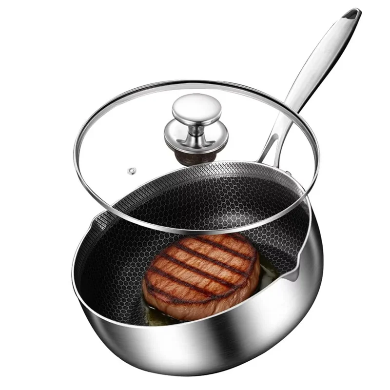 

EYFL-Milk Warmer Pot Boiling Pot Nonstick Honeycomb Pattern Cookware With Lid Rust-Proof For Cafe Commercial Brewing