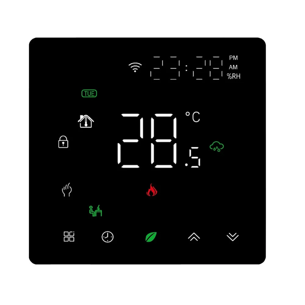 For Alexa Programmable Thermostat Voice Control Thermostat Black Programmable Floor Heating Thermostat Multi-room Support