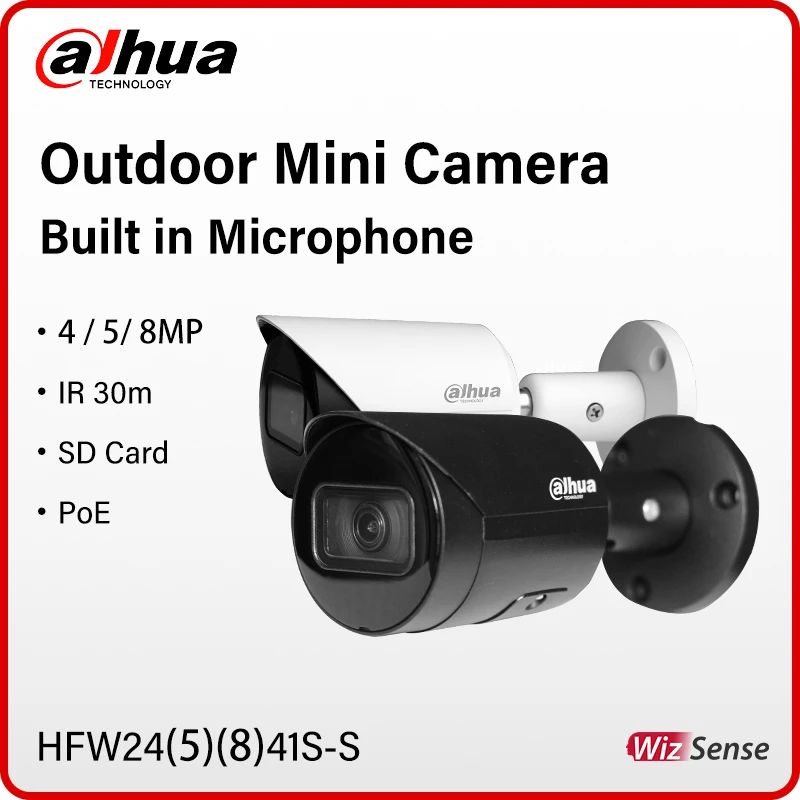 

Dahua 4MP 5MP 8MP Bullet IP Camera Outdoor Mini PoE Security Monitor Human Detection With Mic HFW2441S-S HFW2541S-S HFW2841S-S