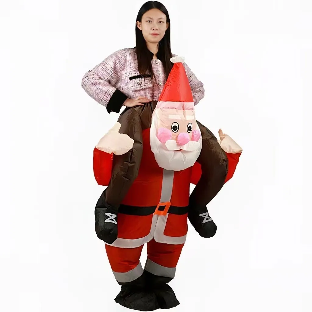 Divertido disfraz inflable de Papá Noel, accesorio de actuación para fiesta de Navidad y ciclismo
