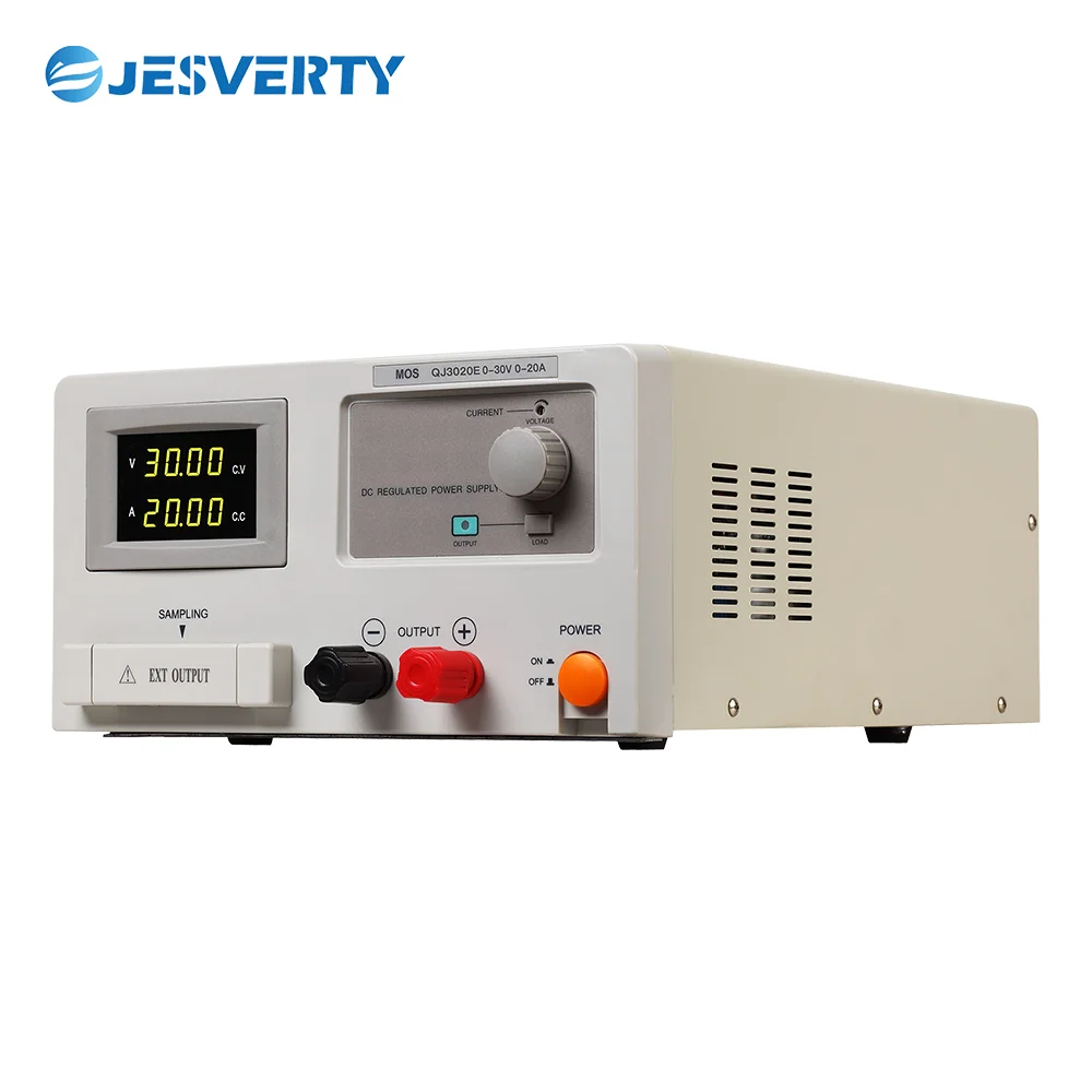 QJ3020E 600W Switching DC Power Supply 0-30V 0-20A Adjustable Benchtop Unit with Knob 24V Output