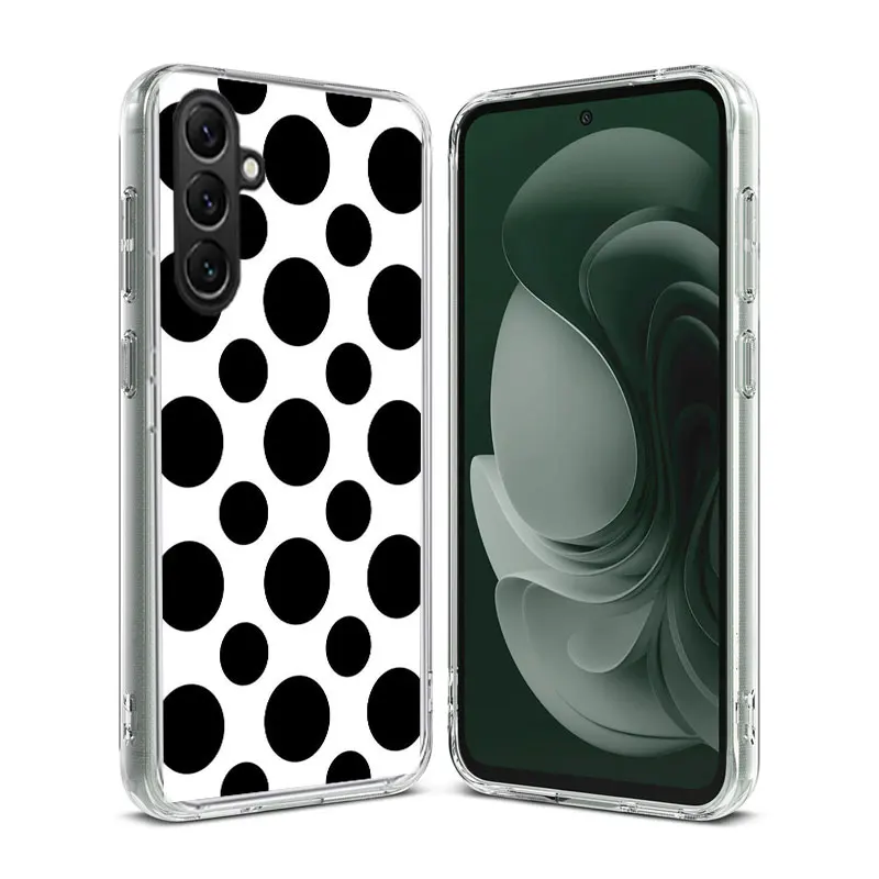 Black And White Polka Dot Protective Phone Case Samsung A05S A15 A25 A35 A55 A04S A14 A24 A34 A54 Galaxy Note 20 Ultra 10 Lite 9