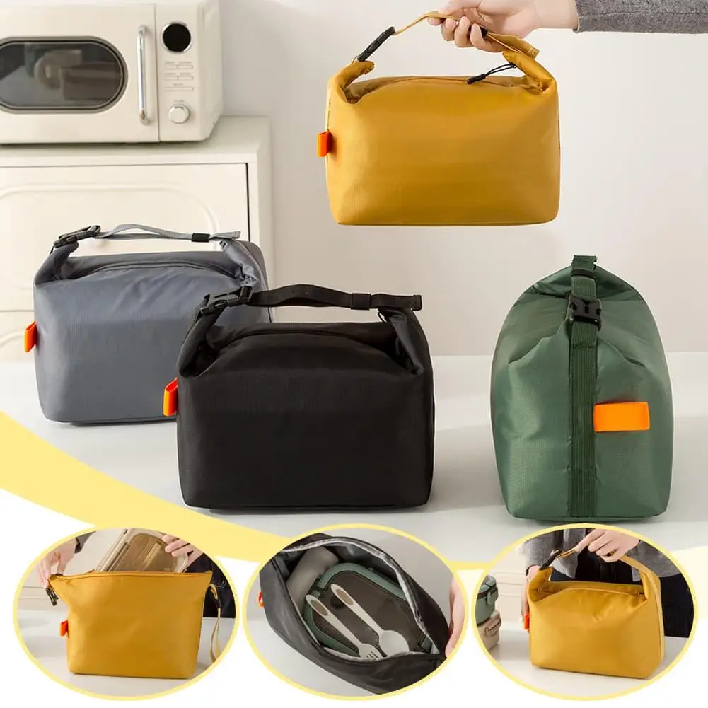 Foldable Large Capacity Insulated Lunch Bag Oxford Cloth Aluminum Foil Thermal Handheld Tote Picnic Food Storage Lunch Bags