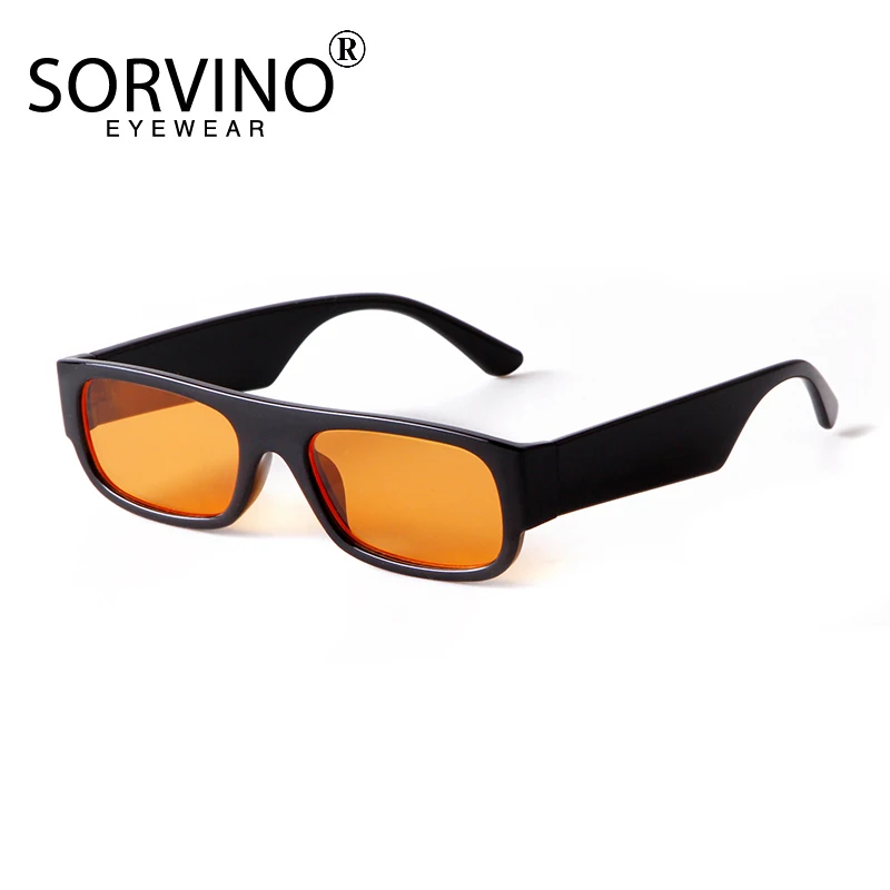 SORVINO Vintage prostokątne okulary przeciwsłoneczne moda kwadratowe cukierkowe odcienie kolorów okulary pomarańczowe czarne zielone okulary przeciwsłoneczne modne damskie UV400