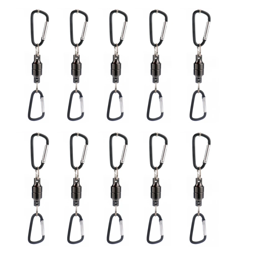 10 Pairs D13mm Magnetic Buckle for Outdoor Fishing Tent Hanging Ropes, with A Keychain or D-ring Buckle Strong Magnetic Buckle