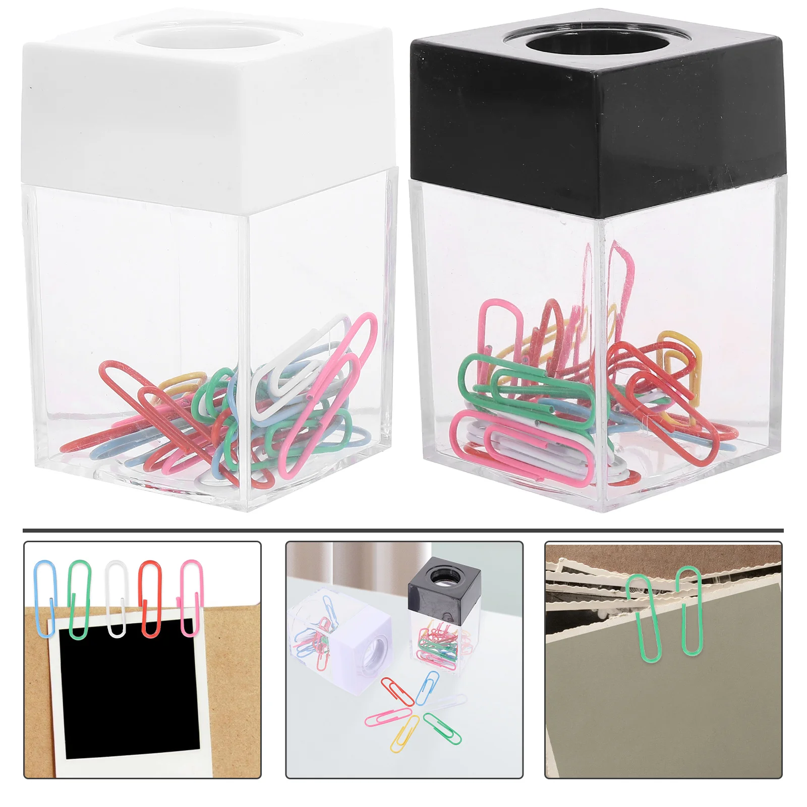 2 Pcs Square Macaron Color Magnetic Paper Clip Storage Bucket Small Clips Holder for Desk Magnets Paperclip Pen