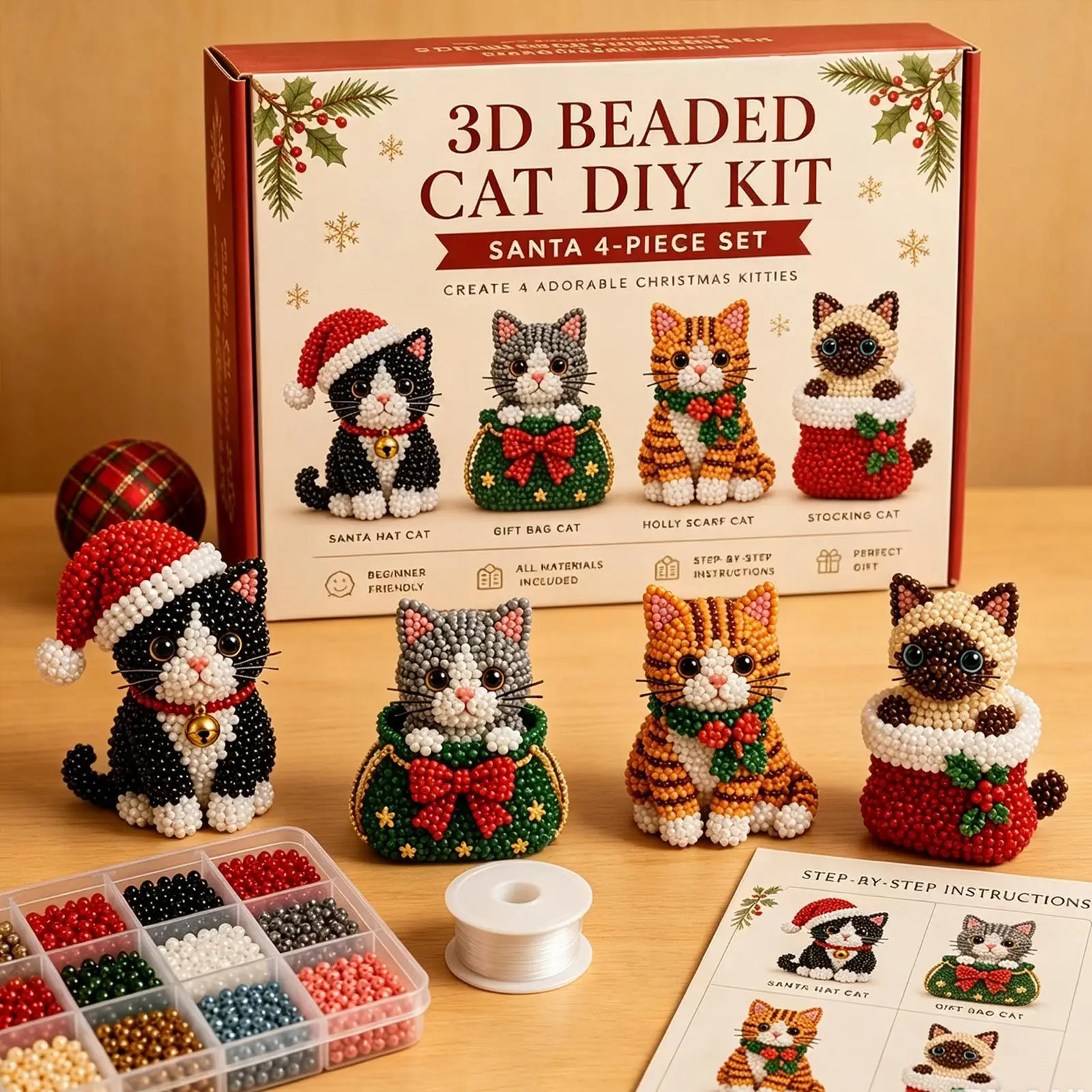 Beaded Animal Kit With Instructions Cute Making Interactive Crafts Small Bead Animal Making Kit For Kids Boys Girls Family - view 4
